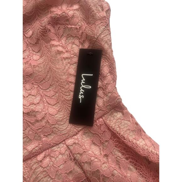 Lulus Blush Pink Lace Skater Dress Size Small All Of My Heart Formal HOCO New - Picture 11 of 14